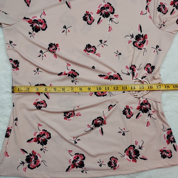 Liz Claiborne Career Long Sleeve Pink Black Floral Blouse Size M - Picture 6 of 8
